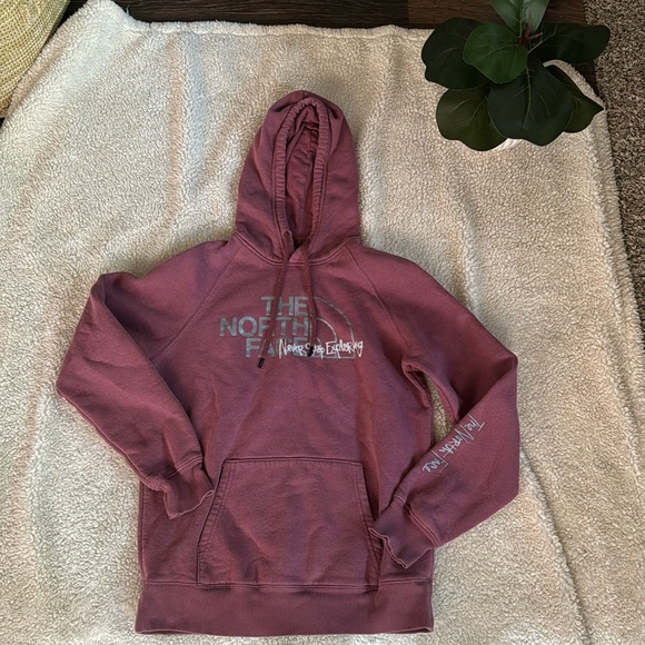 The Northface Pink Purple Never Stop Exploring Sweatshirt Hoodie - Picture 2 of 6